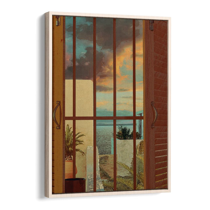 Open Window By Cosmo Zach Surreal Art Prints in Oak Wood Floater Frame