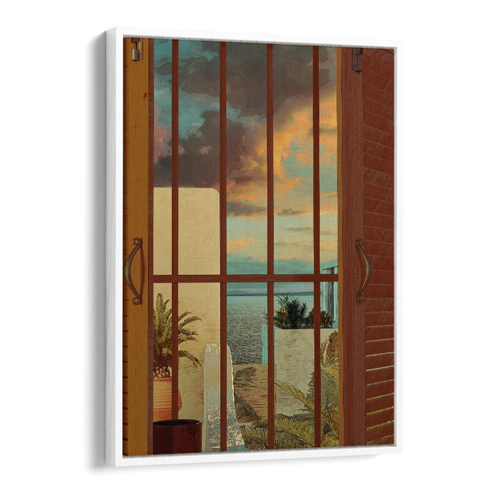 Open Window By Cosmo Zach Surreal Art Prints in White Floater Frame