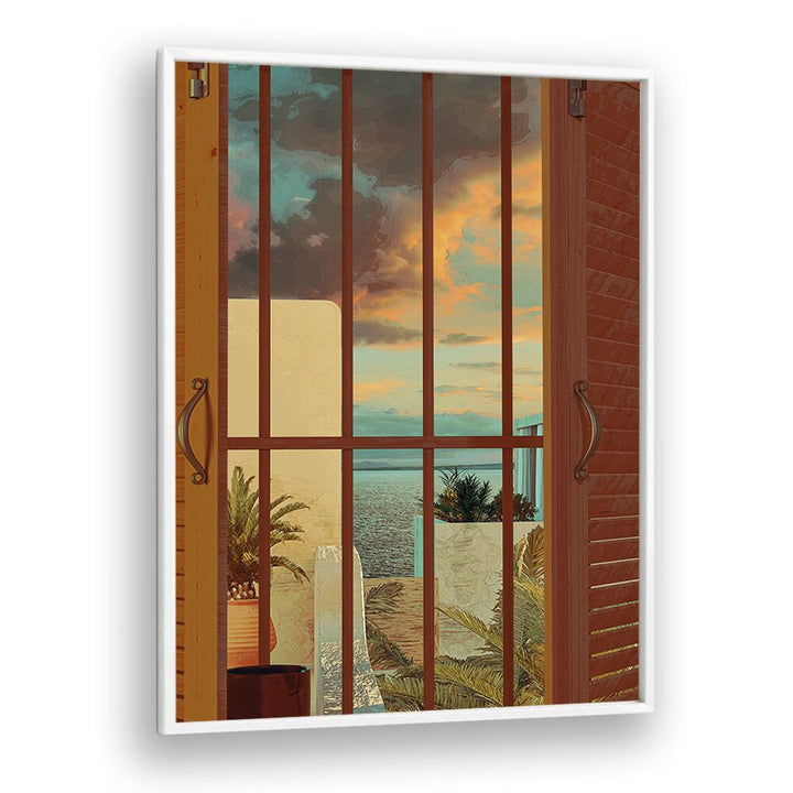 Open Window By Cosmo Zach Surreal Art Prints in White Plain Frame