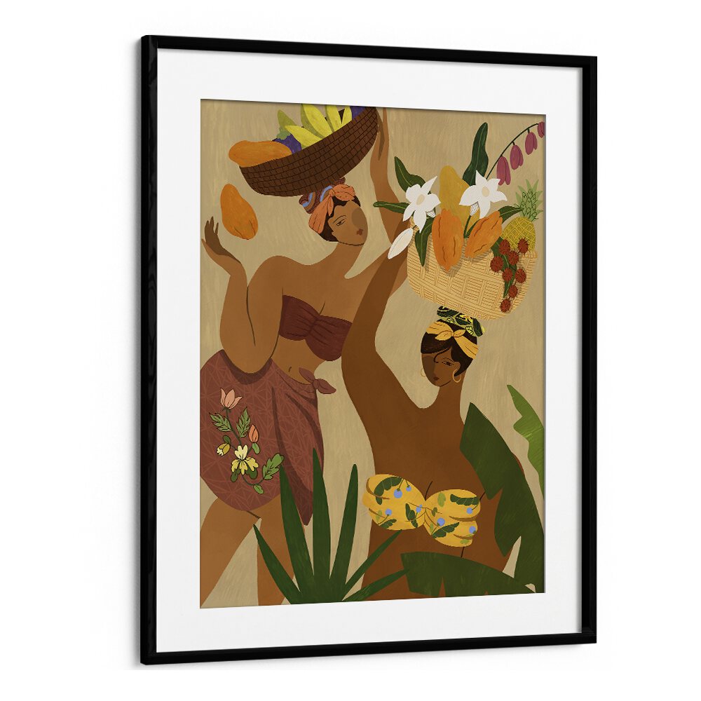 Opps Papaya By Arty Guava Wall Art Prints in Black Frame With Mount