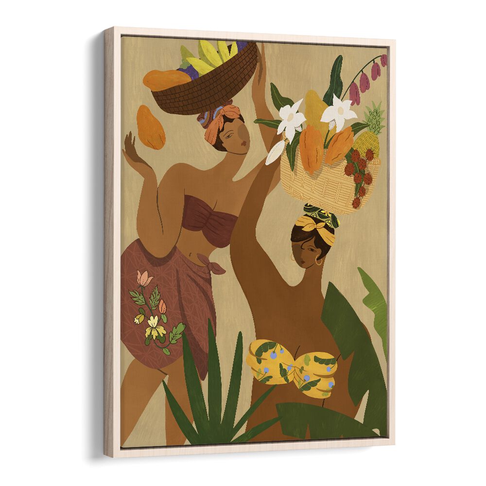 Opps Papaya By Arty Guava Wall Art Prints in Oak Wood Floater Frame