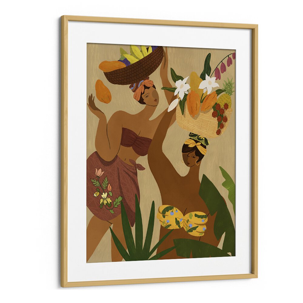 Opps Papaya By Arty Guava Wall Art Prints in Oak Wood Frame With Mount