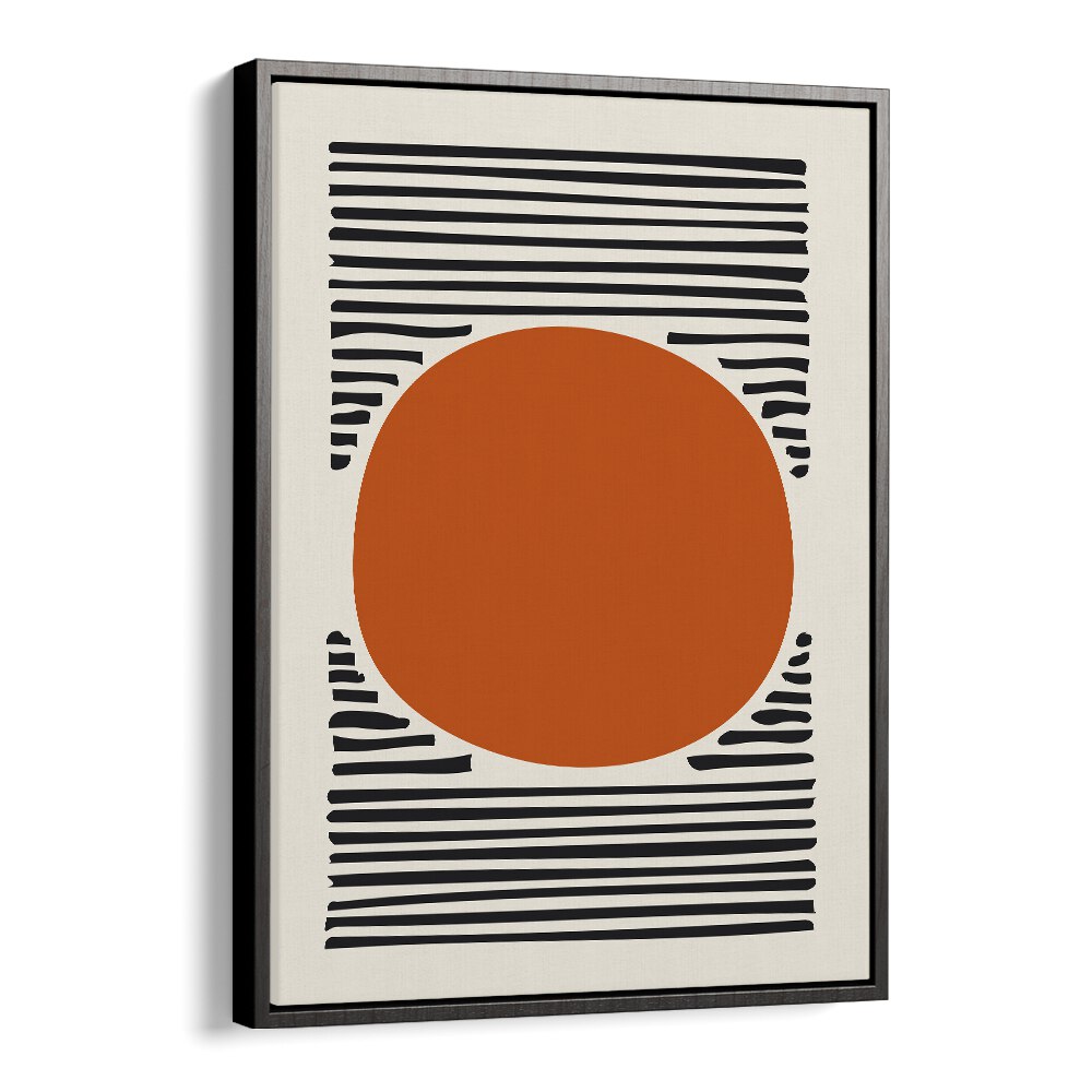 Orange Sun Abstract Paintings Abstract Art Prints in Black Floater Frame