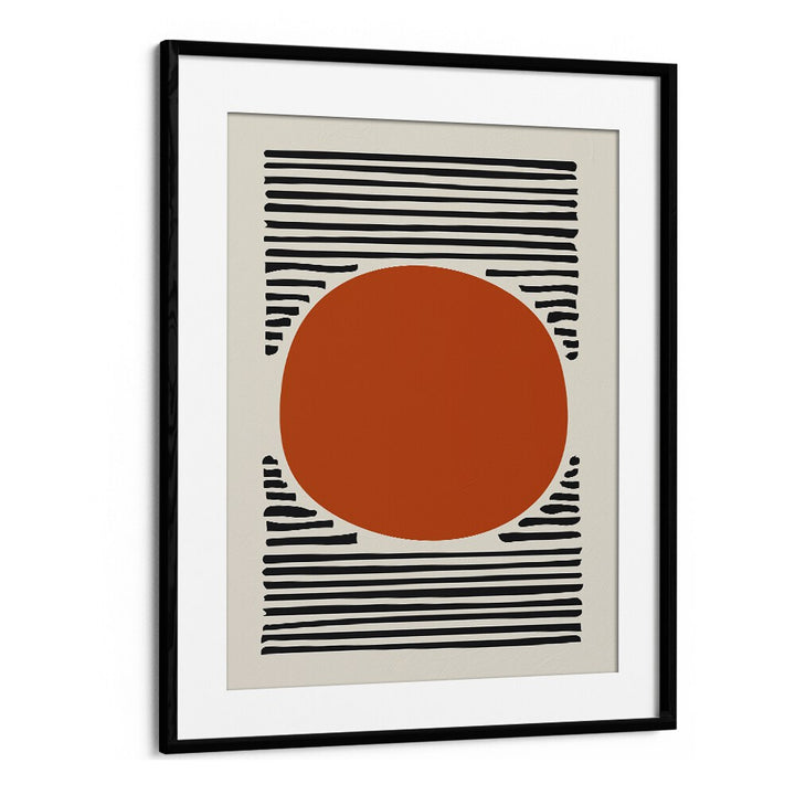 Orange Sun Abstract Paintings Abstract Art Prints in Black Frame With Mount