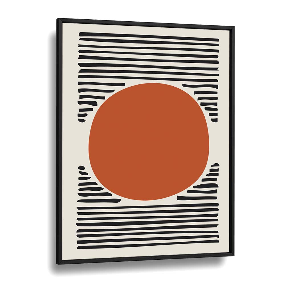 Orange Sun Abstract Paintings Abstract Art Prints in Black Plain Frame