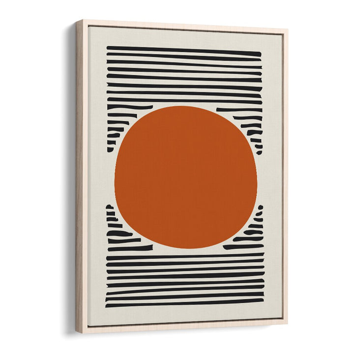 Orange Sun Abstract Paintings Abstract Art Prints in Oak Wood Floater Frame