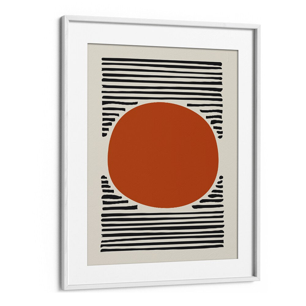 Orange Sun Abstract Paintings Abstract Art Prints in White Frame With Mount