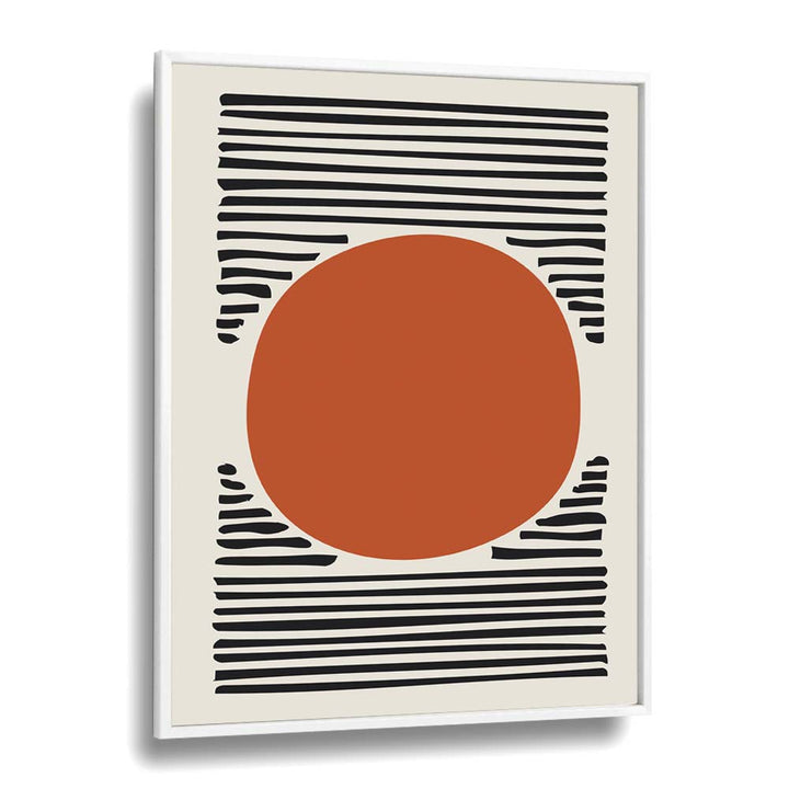 Orange Sun Abstract Paintings Abstract Art Prints in White Plain Frame