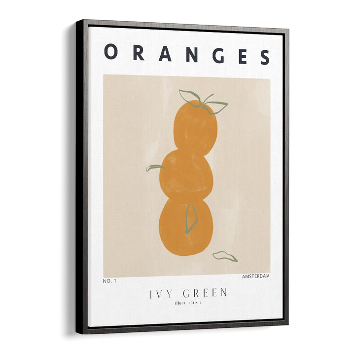 Oranges By Ivy Green Kitchen Art Prints in Black Floater Frame