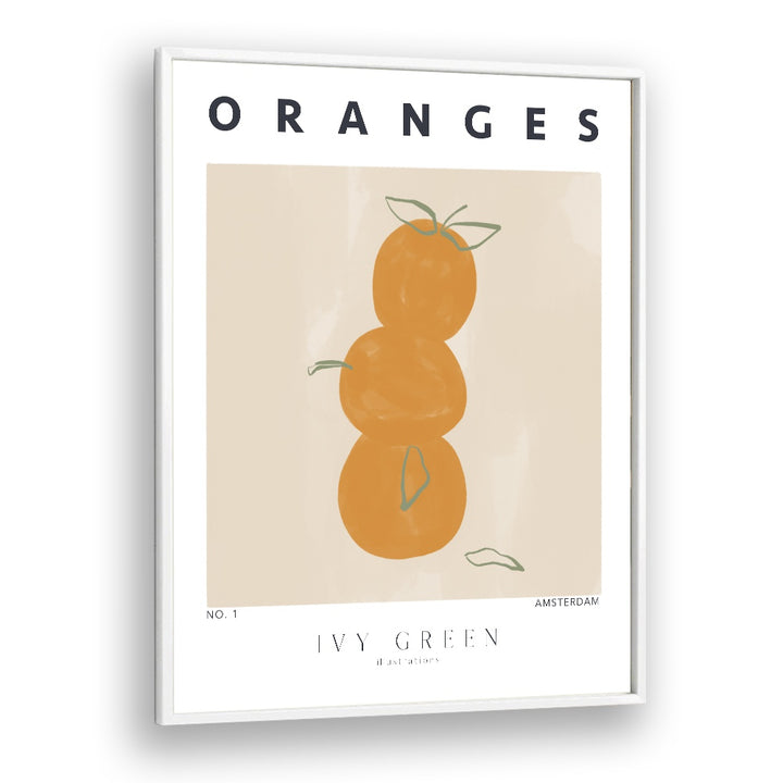 Oranges By Ivy Green Kitchen Art Prints in White Plain Frame