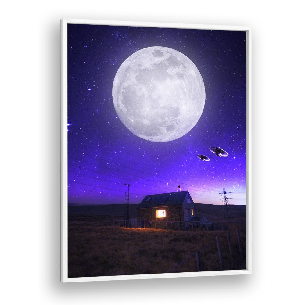 Orb Of Night by Ritvik Takkar Surrealism in White Plain Frame