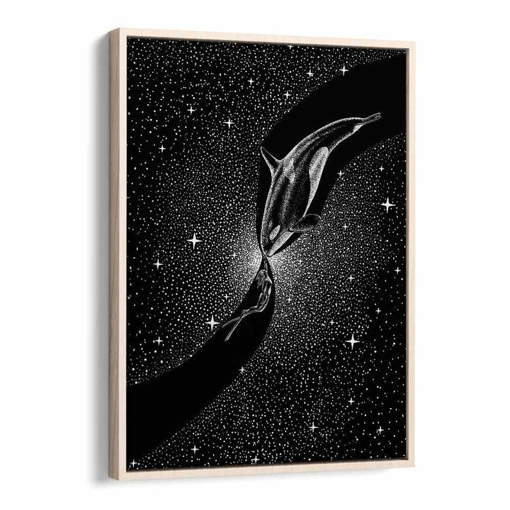 Orca And Diver By Aliriza Cakir Surreal Paintings Surreal Art in Oak Wood Floater Frame