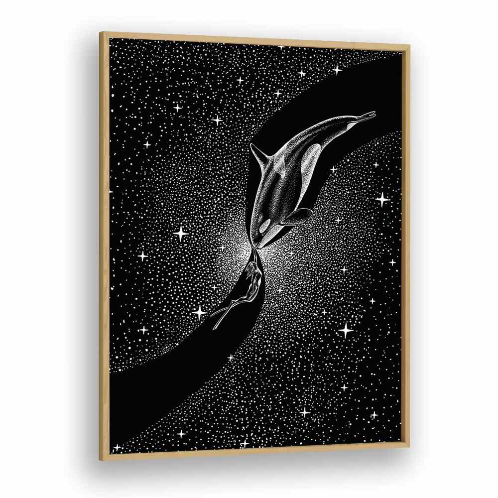 Orca And Diver By Aliriza Cakir Surreal Paintings Surreal Art in Oak Wood Plain Frame