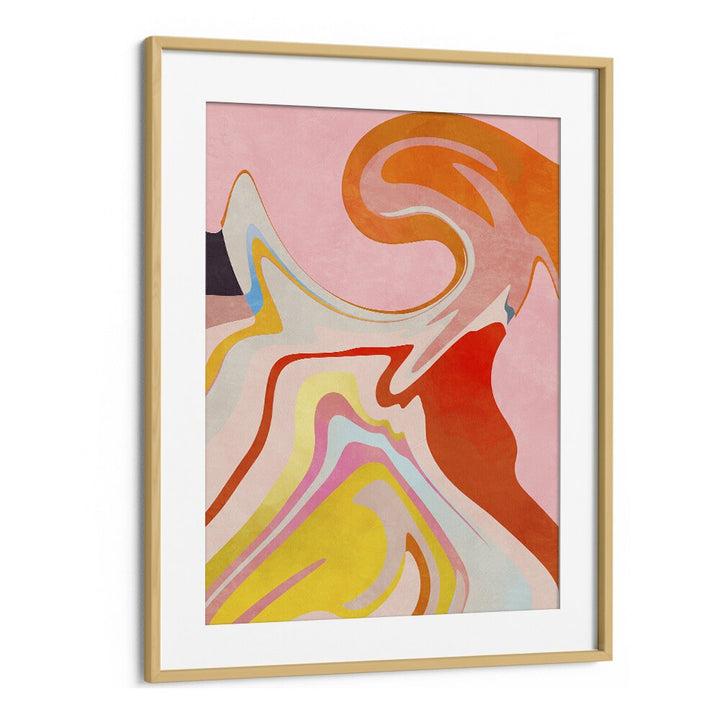 Organic Bauhaus Waved II By Ana Rut Bre Landscape Art Prints in Oak Wood Frame With Mount