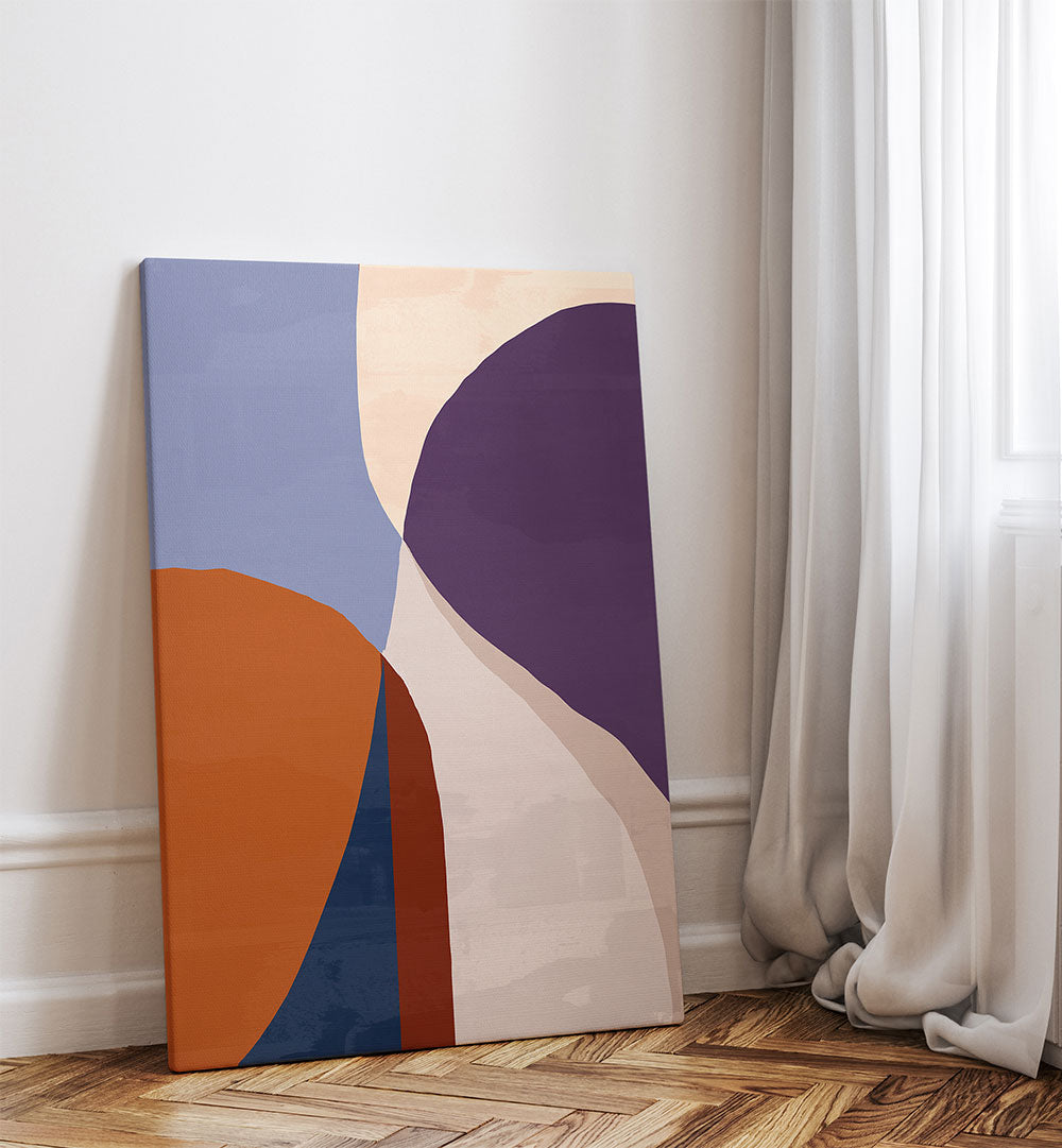 ORGANIC FORMS IN EARTHY AND BLUE TONES , ABSTRACT PAINTINGS