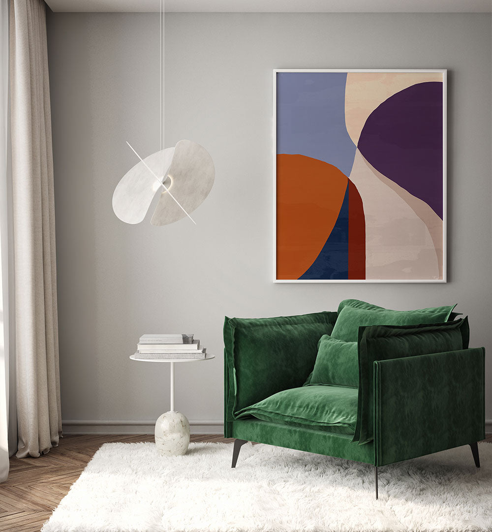 ORGANIC FORMS IN EARTHY AND BLUE TONES , ABSTRACT PAINTINGS