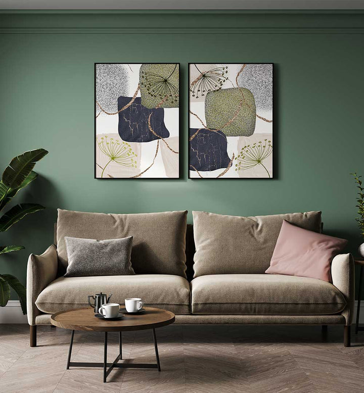 ORGANIC BOTANICA SET , SET OF 2 PAINTINGS