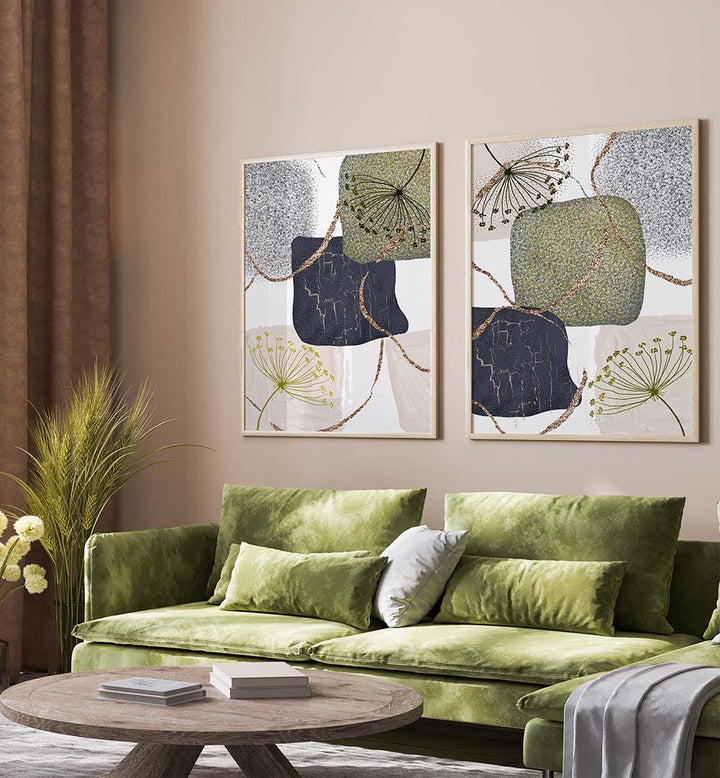 ORGANIC BOTANICA SET , SET OF 2 PAINTINGS