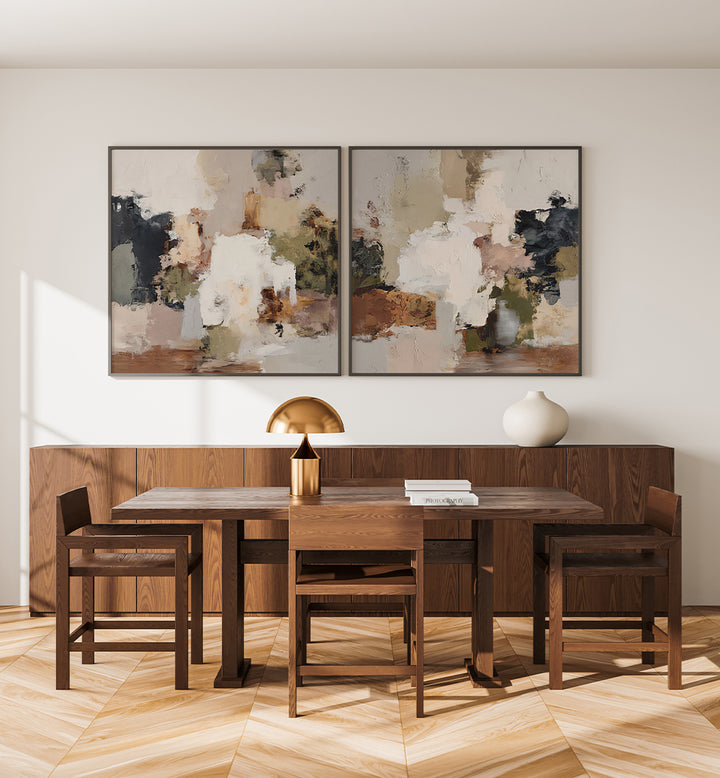 ORGANIC MUTED ECHOES , SET OF 2 PAINTINGS