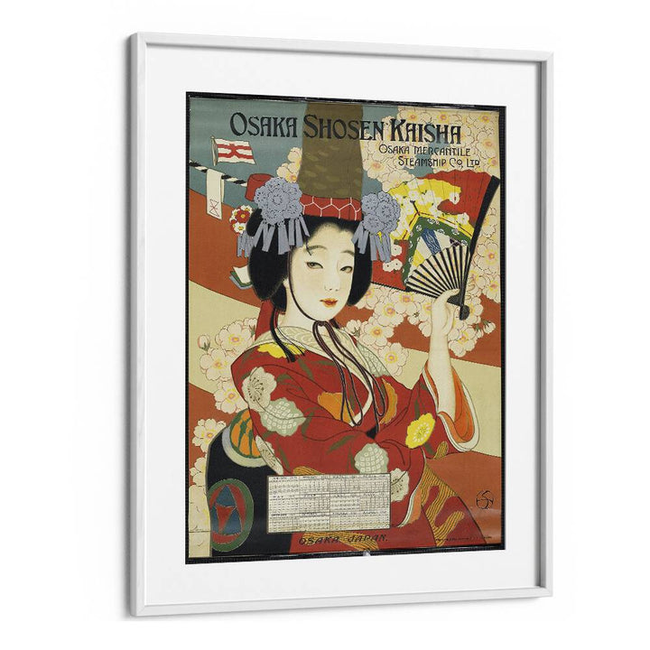 Osaka Shosen Kaisha Retro Vintage Travel Travel Posters in White Frame With Mount