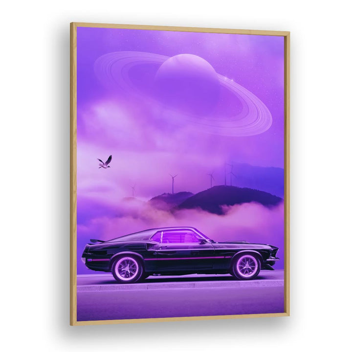 Outrun Drive By Ritvik Takkar Surrealism in Oak Wood Plain Frame