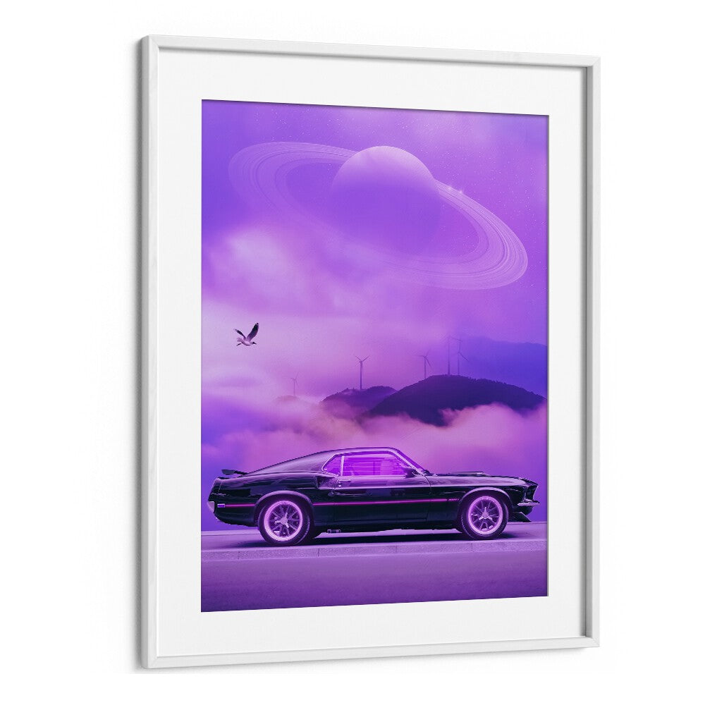 Outrun Drive By Ritvik Takkar Surrealism in White Frame With Mount