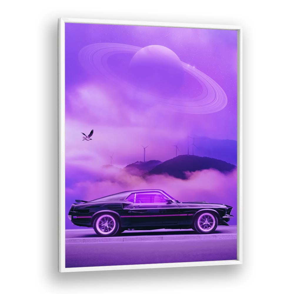 Outrun Drive By Ritvik Takkar Surrealism in White Plain Frame