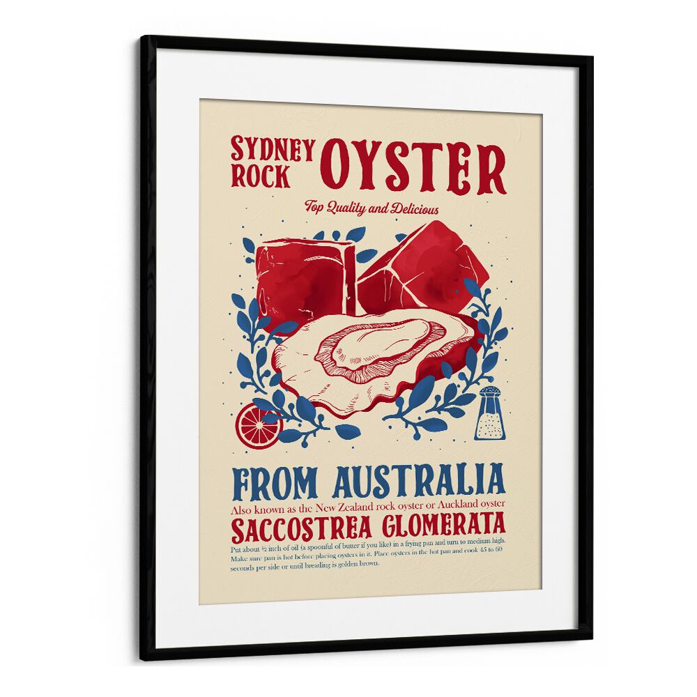 Oyster Kitchen Decor by Studio Mandariini Kitchen Posters Kitchen Art Prints in Black Frame With Mount