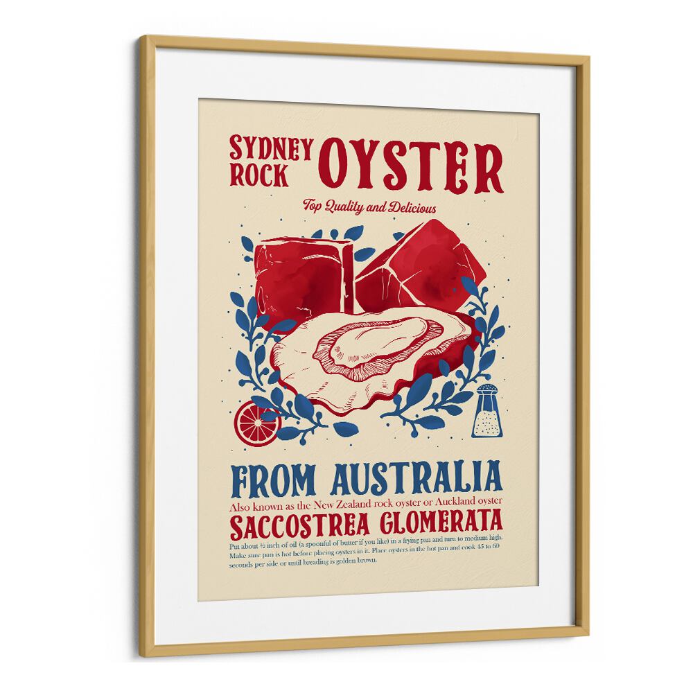 Oyster Kitchen Decor by Studio Mandariini Kitchen Posters Kitchen Art Prints in Oak Wood Frame With Mount