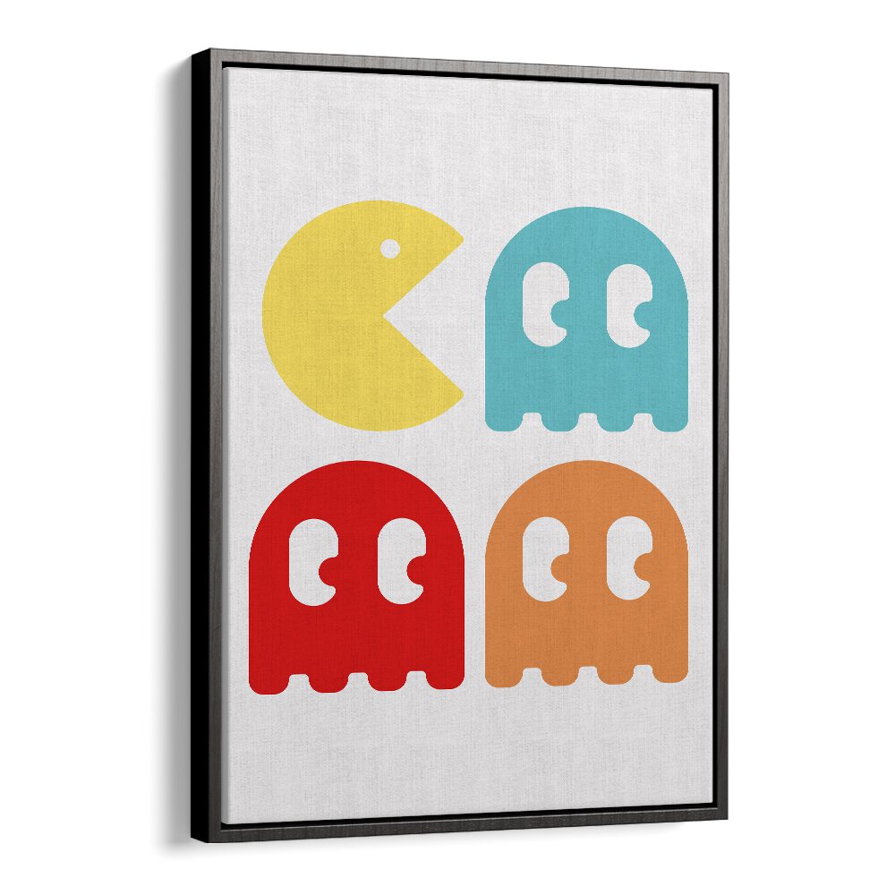 Pacman Gaming Art Artwork in Black Floater Frame