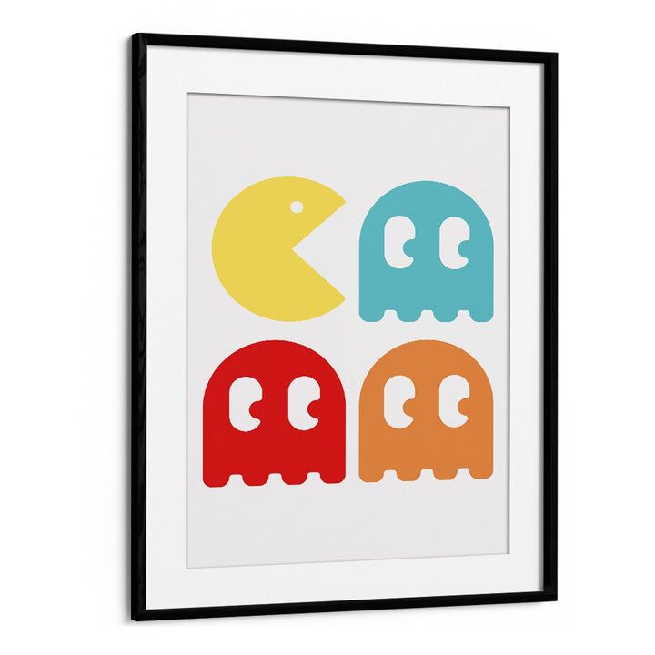 Pacman Gaming Art Artwork in Black Frame With Mount