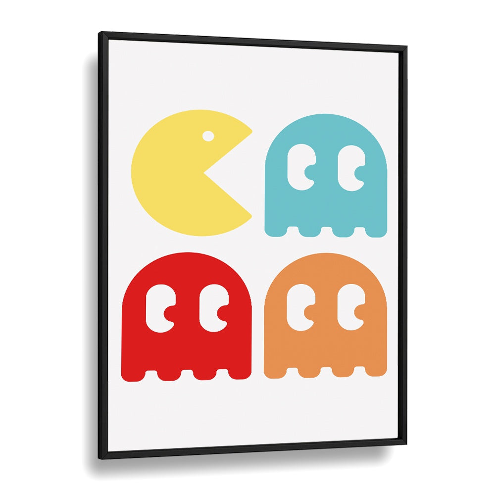 Pacman Gaming Art Artwork in Black Plain Frame