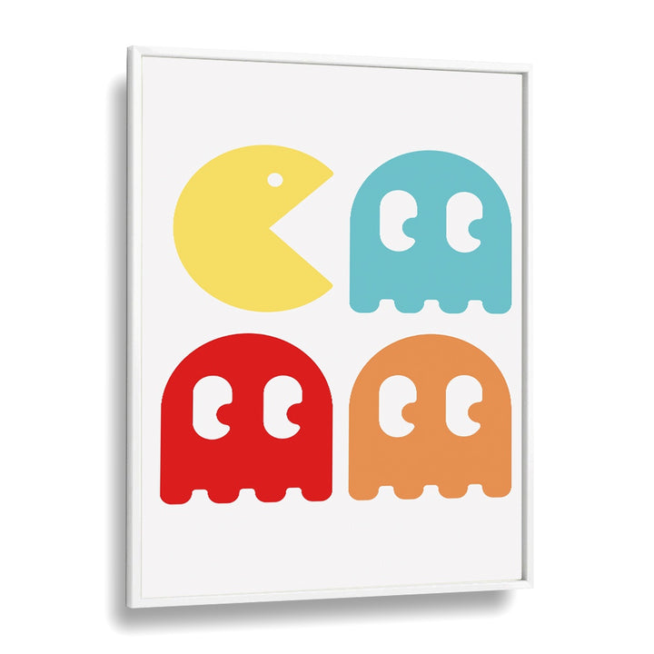 Pacman Gaming art Artwork in White Plain Frame