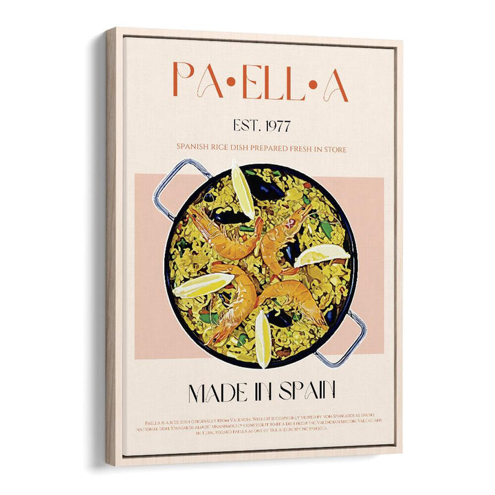 Paella Bar & Cafe Artwork in Oak Wood Floater Frame