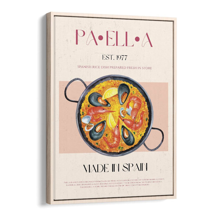 Paella I Bar & Cafe Artwork in Oak Wood Floater Frame