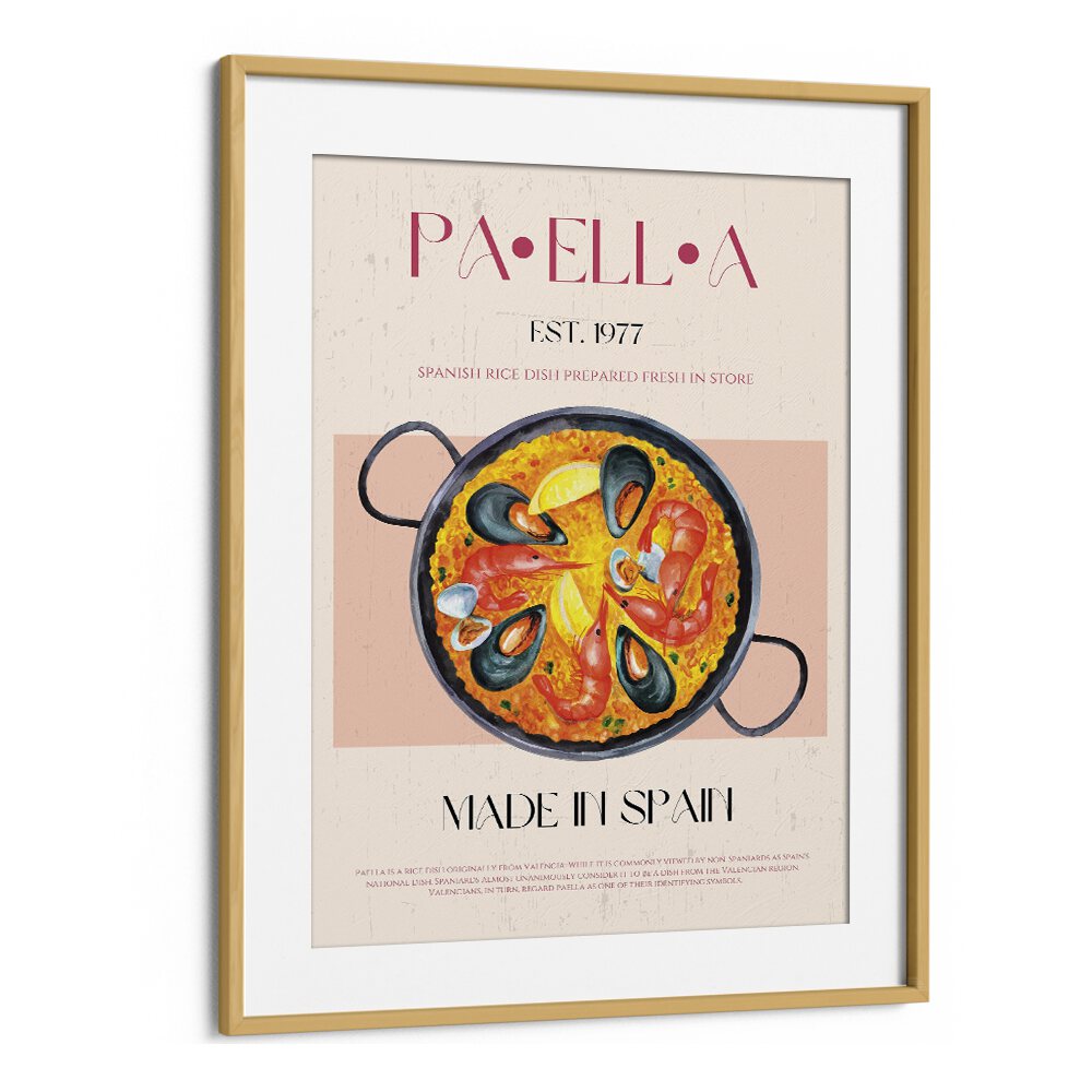 Paella I Bar & Cafe Artwork in Oak Wood Frame With Mount