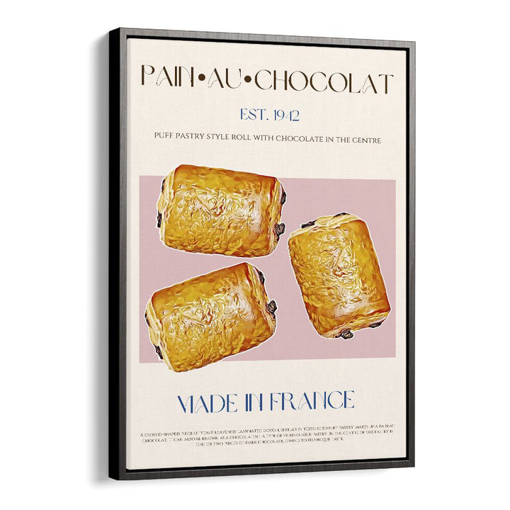 Pain Au Chocolate Print Bar & Cafe Artwork in Black Floater Frame