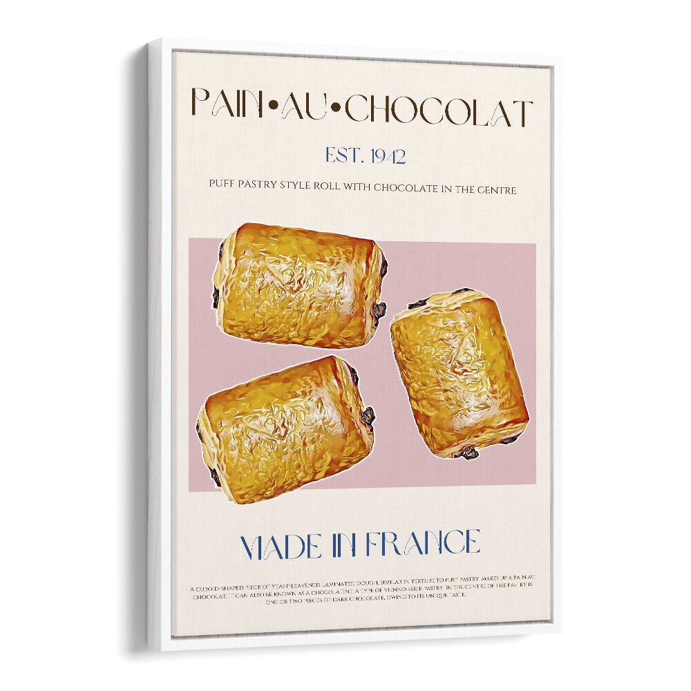 Pain Au Chocolate Print Bar & Cafe Artwork in White Floater Frame