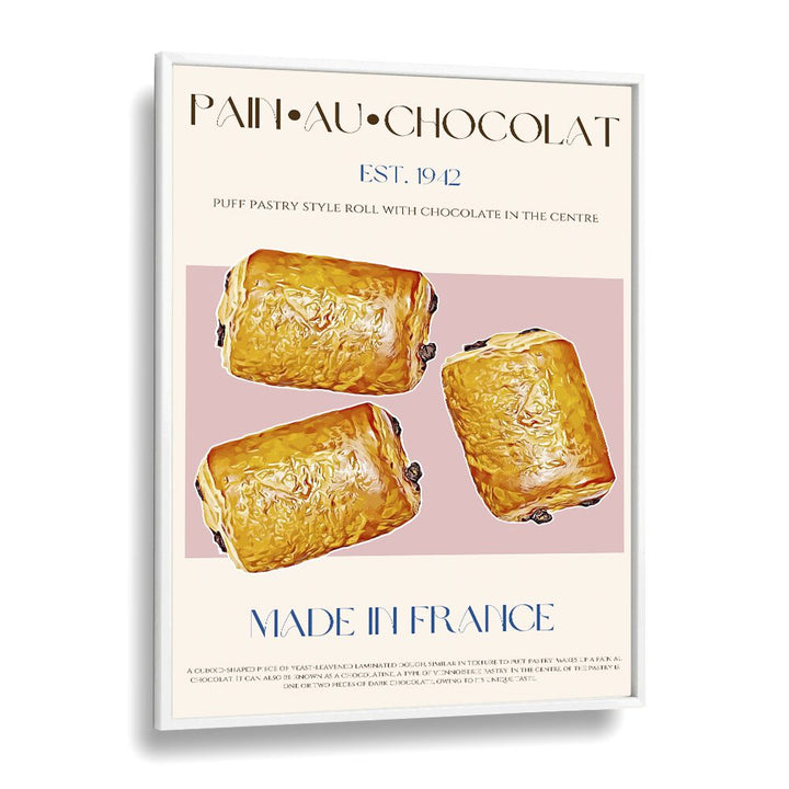 Pain Au Chocolate Print Bar & Cafe Artwork in White Plain Frame