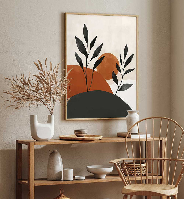 PAINTED SHAPES AND PLANTS I , BOHO ART PAINTINGS