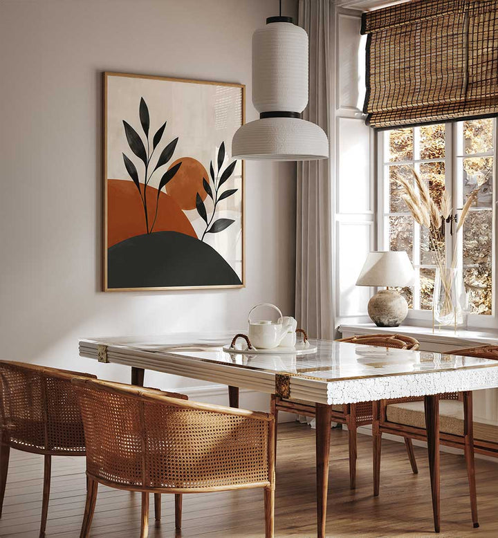 PAINTED SHAPES AND PLANTS I , BOHO ART PAINTINGS