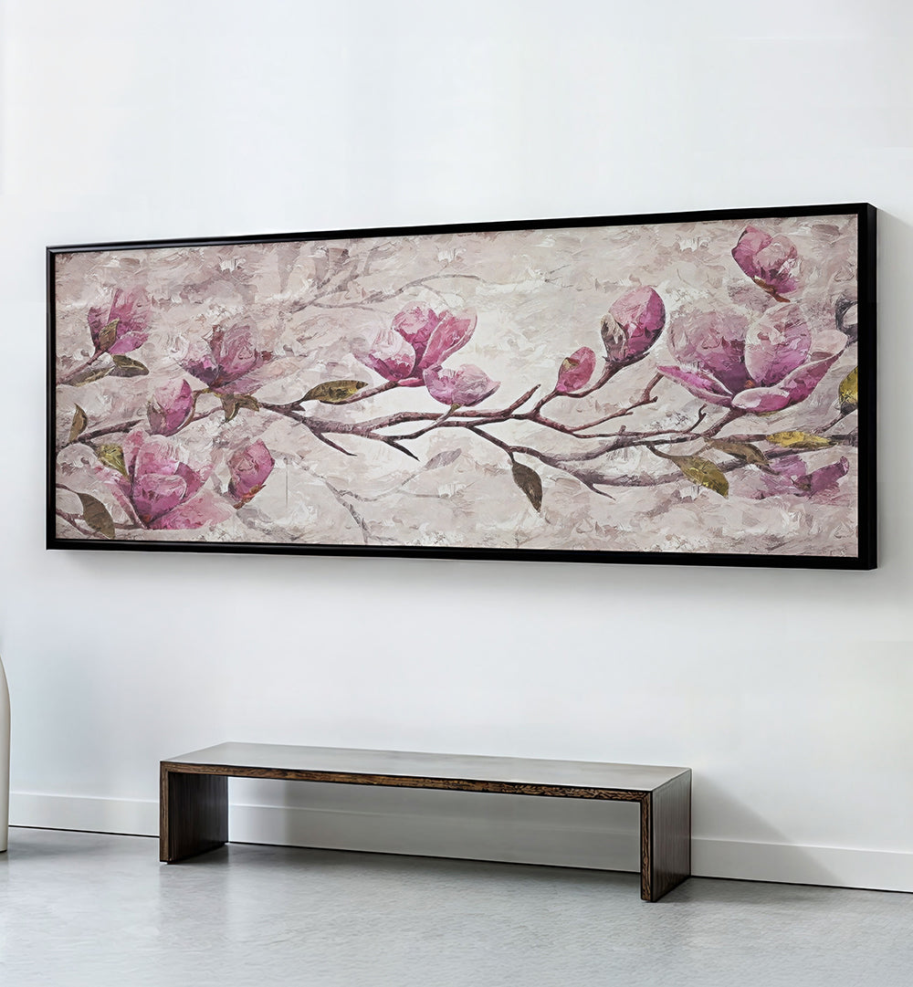 PAINTERLY MAGNOLIA BLOSSOMS , PANORAMIC ART