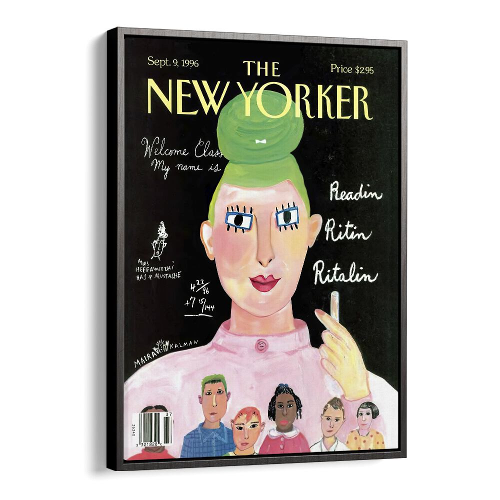 Painting By Maira Kalman Vintage Magazine Cover Artwork  in Black Floater Frame