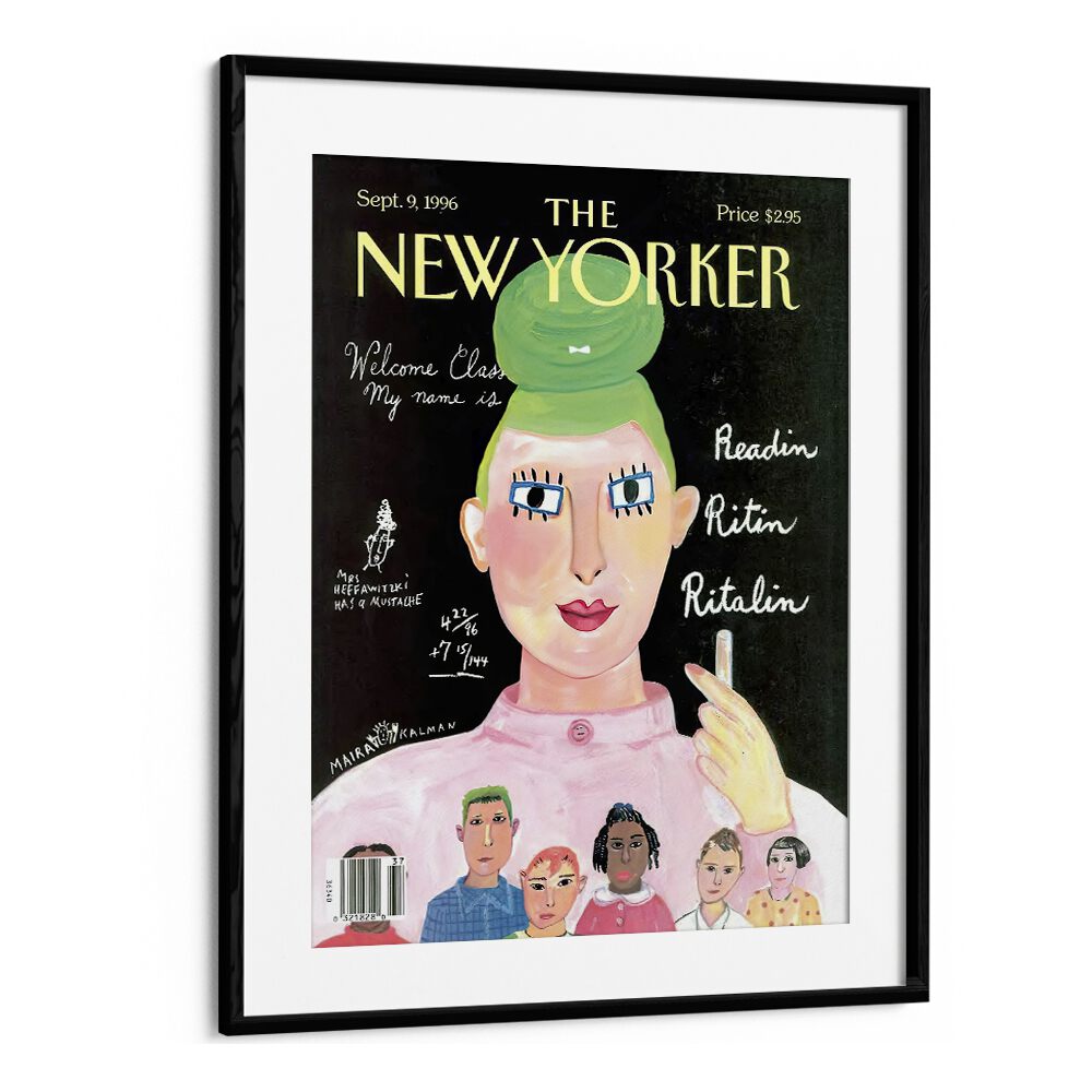 Painting By Maira Kalman Vintage Magazine Cover Artwork in Black Frame With Mount