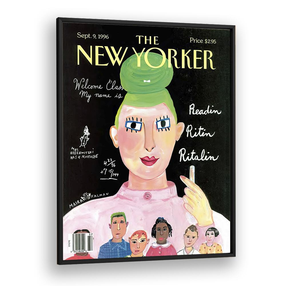 Painting By Maira Kalman Vintage Magazine Cover Artwork  in Black Plain Frame