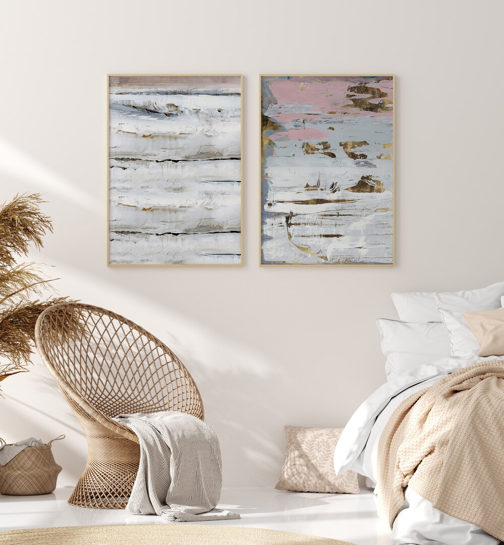 Elegant PALE REVERIE SET , SET OF 2 PAINTINGS adding sophistication and tranquility to your home decor.