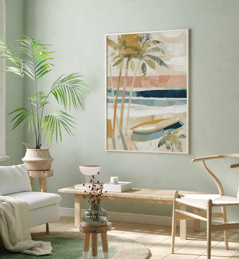 PALM TREES ON TROPICAL SHORE