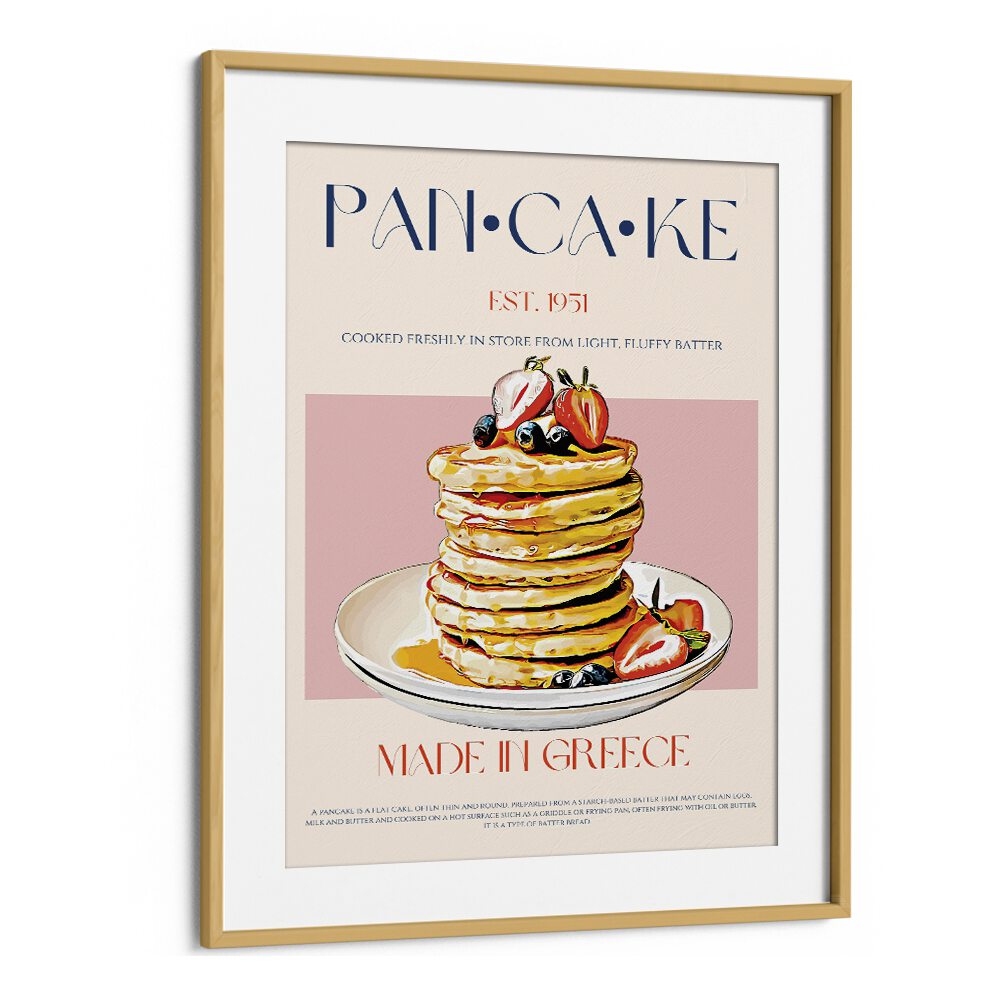 Pancake Bar & Cafe Artwork in Oak Wood Frame With Mount