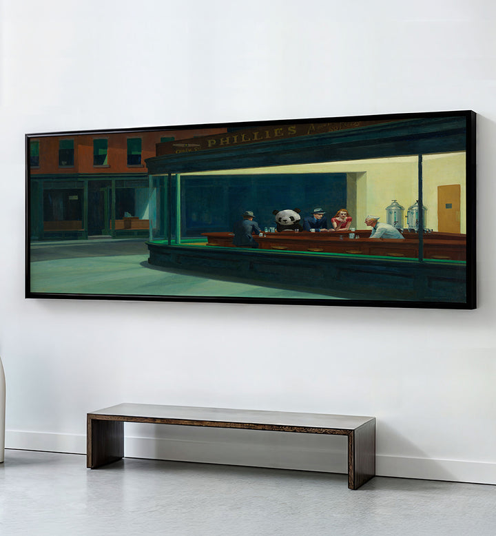 PANDA AT THE DINER , PANORAMIC ART