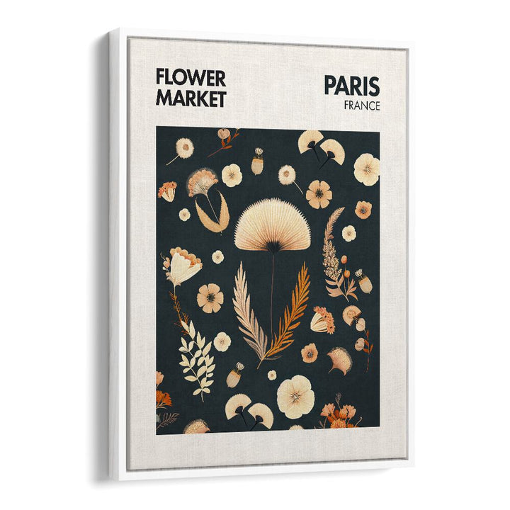 Paris -Flower Market I Botanical Flower Paintings Artwork  in White Plain Frame